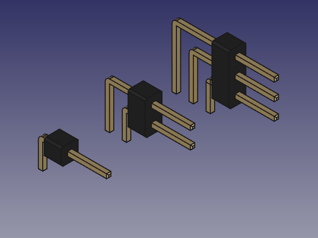 2个54毫米引脚接头三排直角，适用于kicad 119